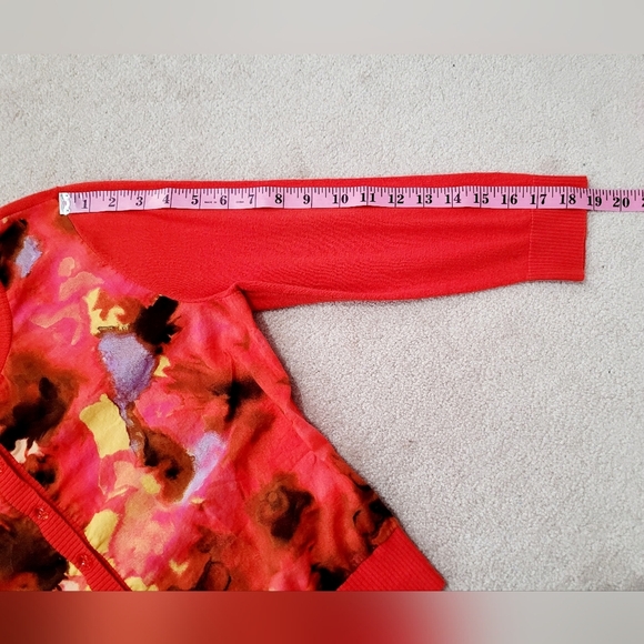 New York & Company Women Cardigan Sweater Medium Floral Front Button 100% Cotton - Picture 7 of 9